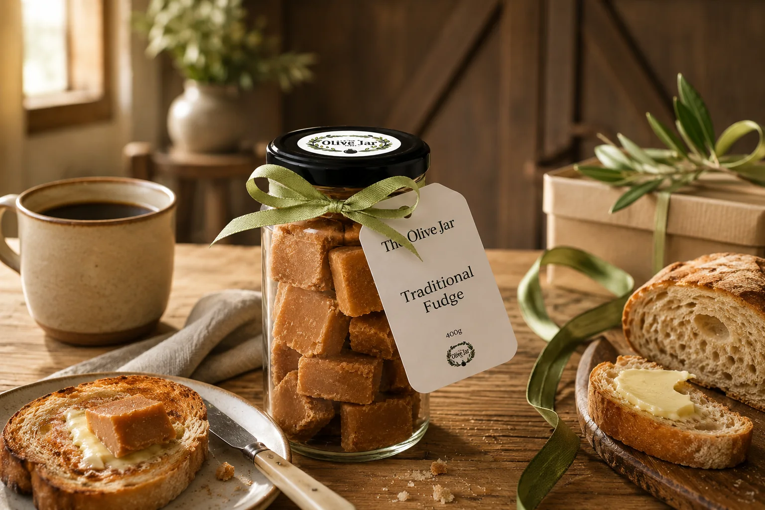 Olive Jar traditional fudge presented for gifting